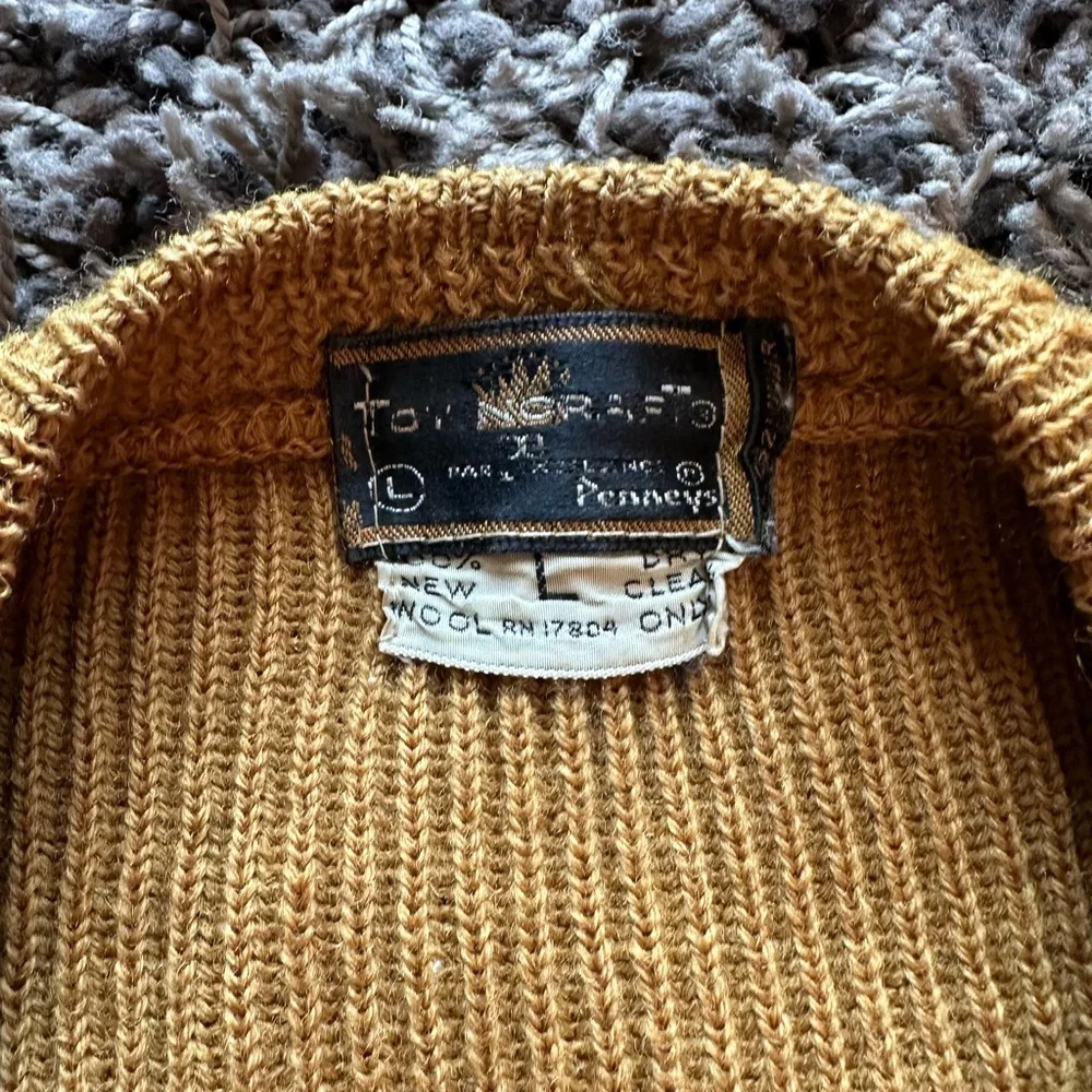 Vintage Towncraft Pennys Full Zip Wool Sweater Large Men’s - Picture 5 of 8